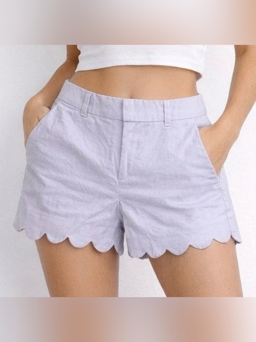 NWT J. Crew Factory Linen Blend Scalloped Hem Shorts